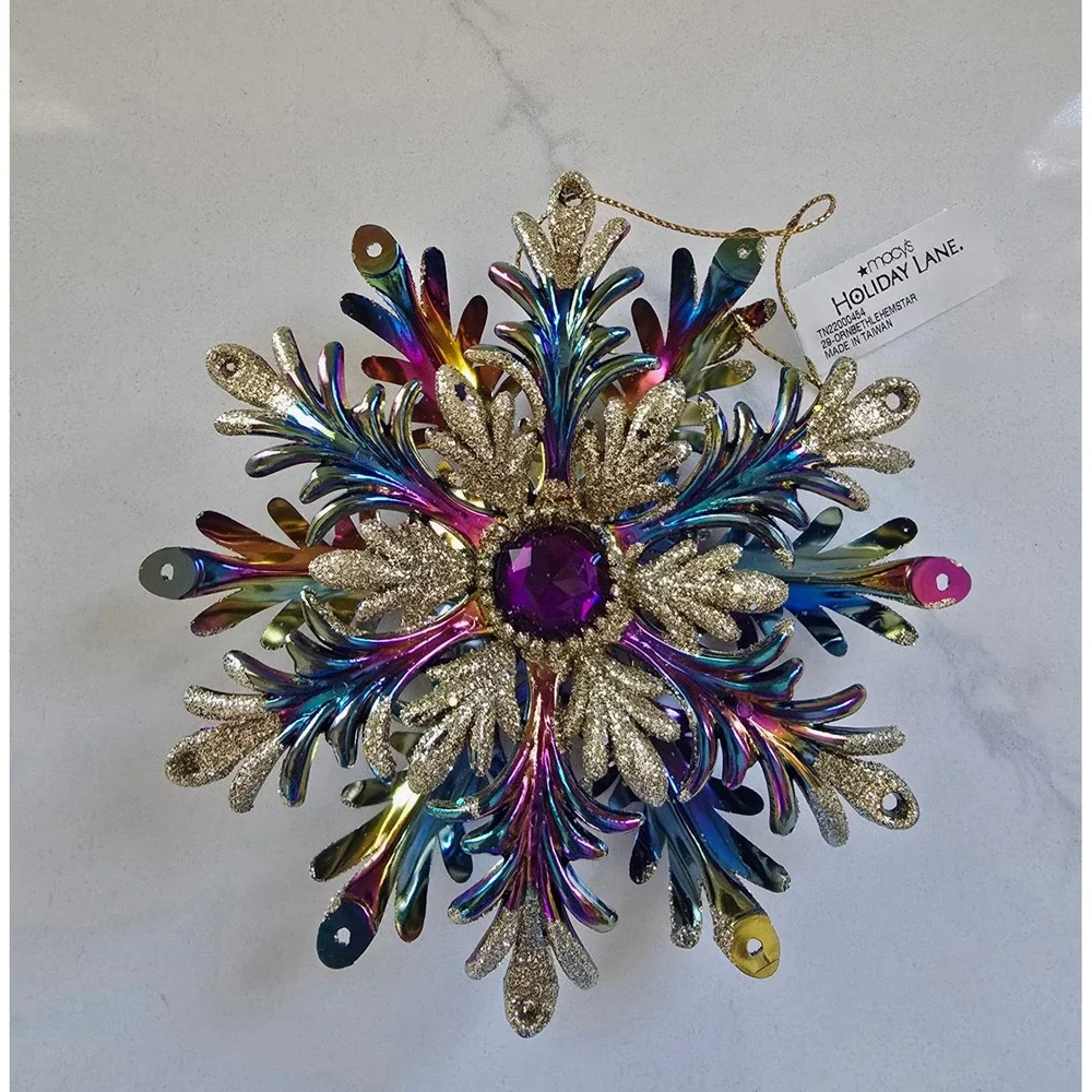 Macys Holiday Lane Iridescent Bethlehem Star Snowflake Ornament TN22000454 NEW